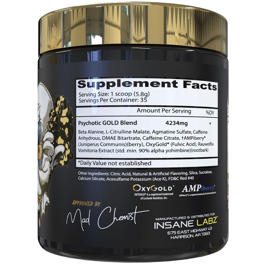 Psychotic Gold fruit punch gummies deliver flavorful pre-workout support.