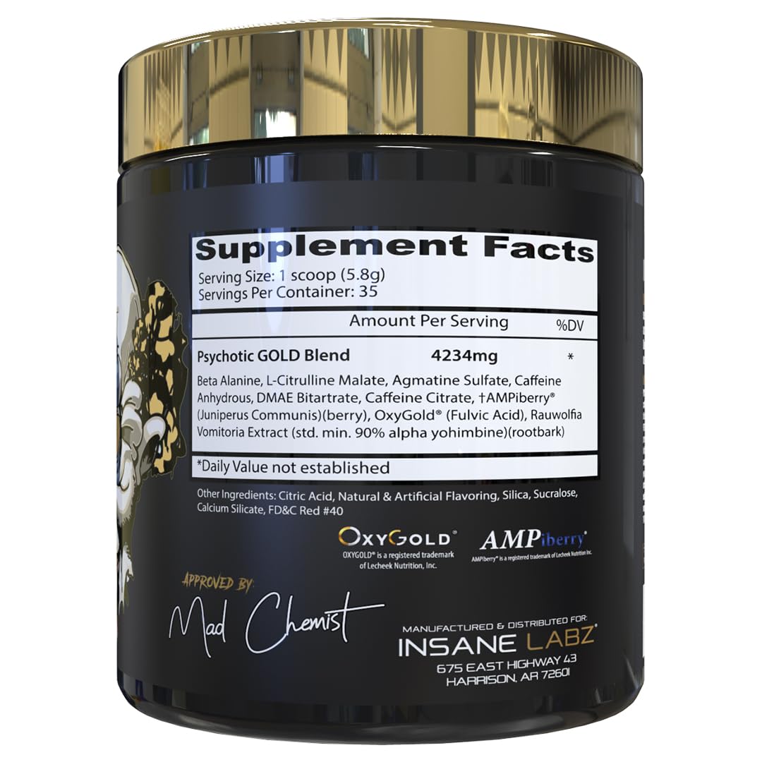 Pouring Psychotic Gold into a shaker promises a clean energy lift.