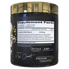Pouring Psychotic Gold into a shaker promises a clean energy lift.