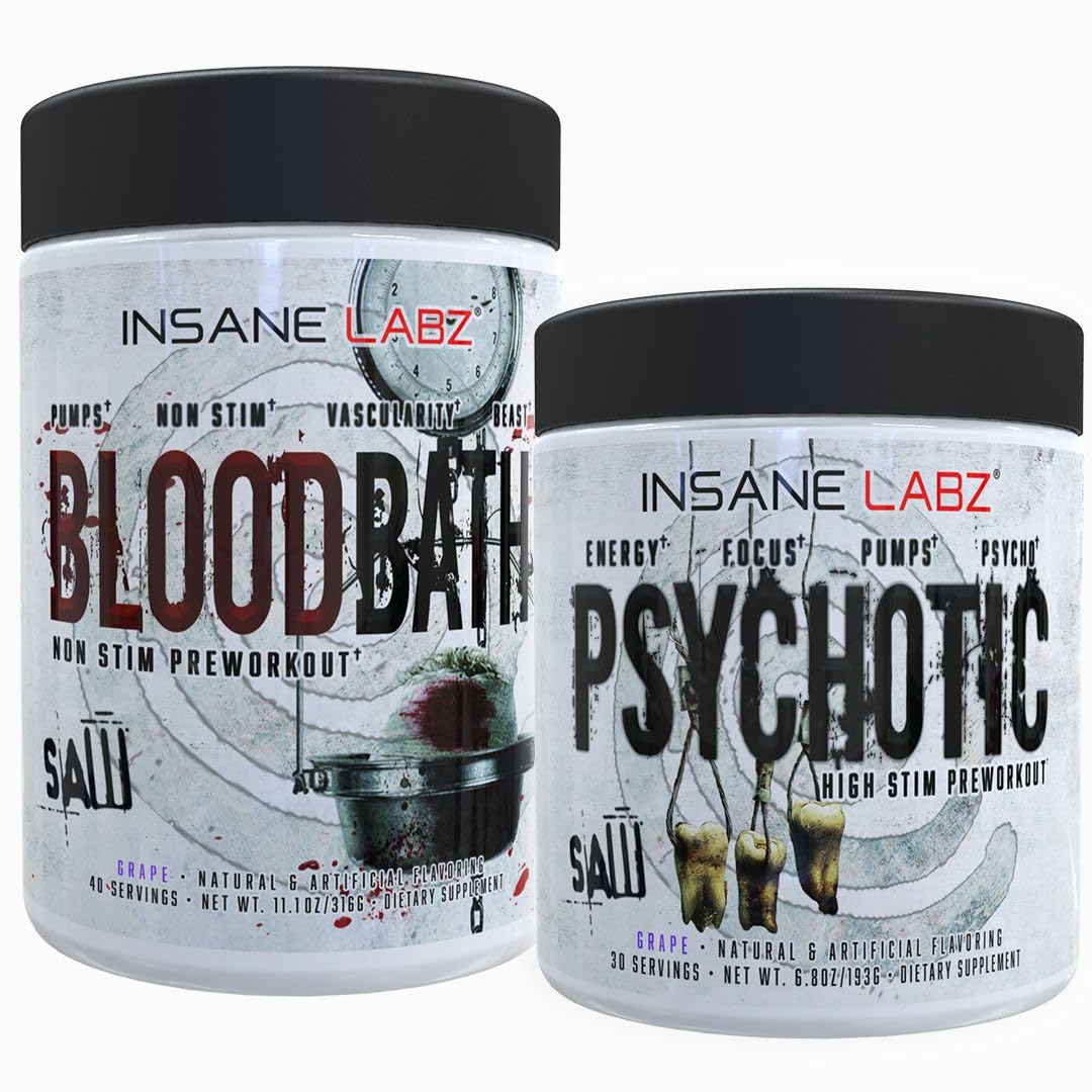 Insane Labz Psychotic Saw bottle branded for high-energy pre-workout use.