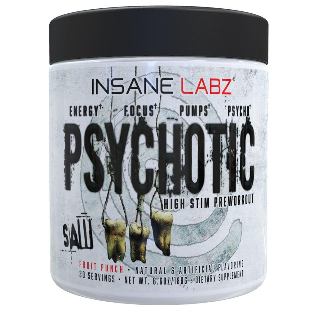 Insane Labz Psychotic Saw powder shown for intense training sessions
