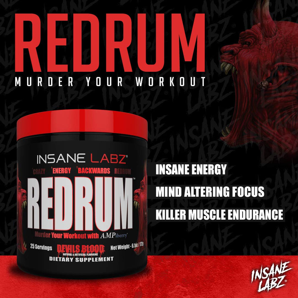 Insane Labz Redrum powder in glass showing smooth texture