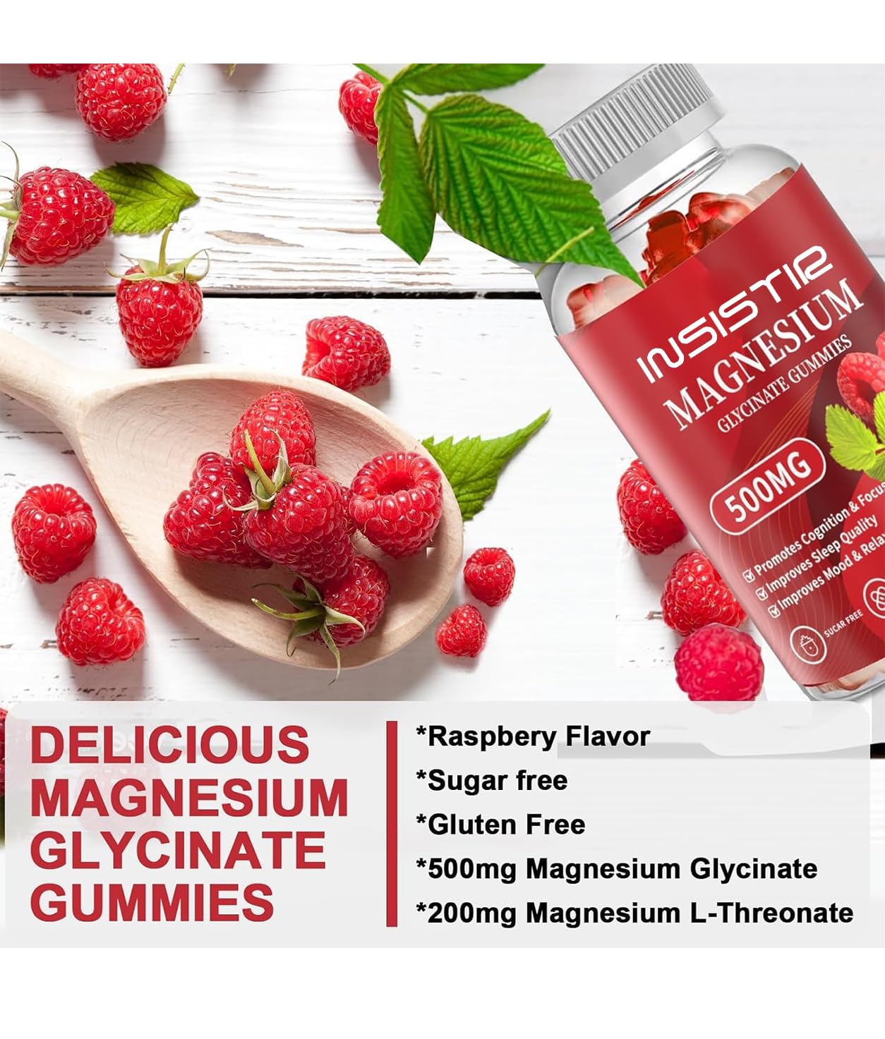 INSISTIR Magnesium Glycinate Gummies gummy-closeup shows chewy texture