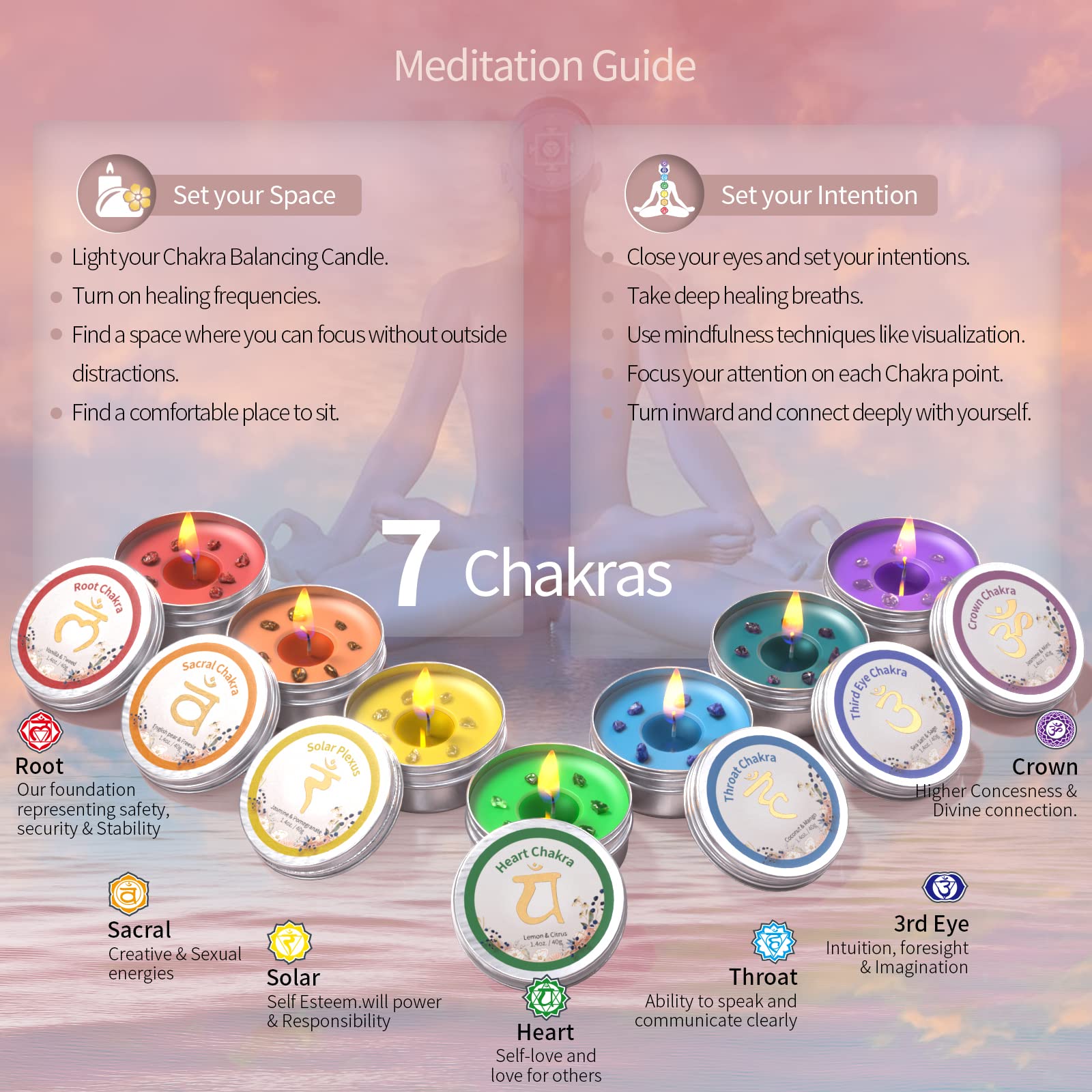 Inspireyes crystal chakra stones highlight candle collection for mindful routine.