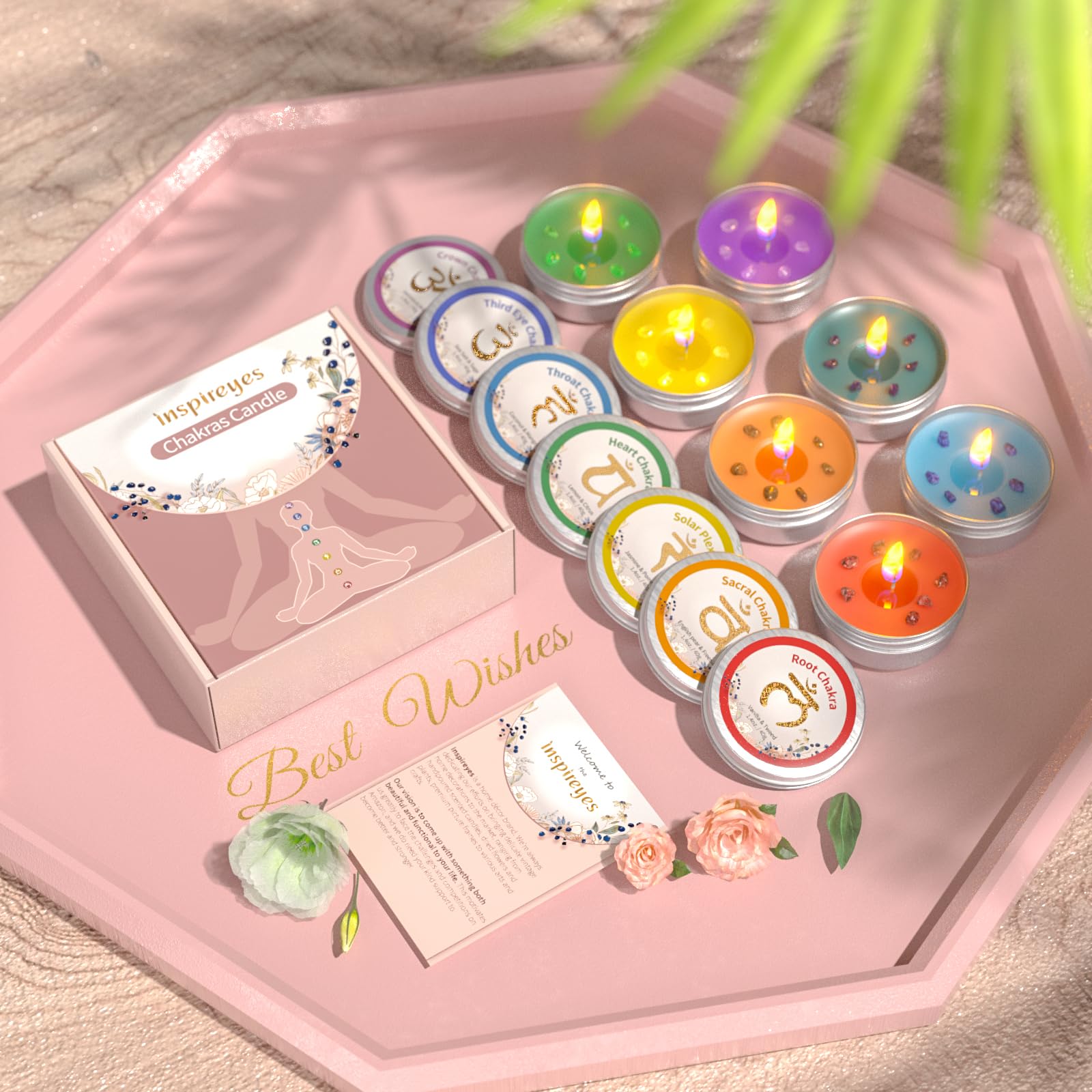 Inspireyes sea salt sage candle promotes serenity during yoga.