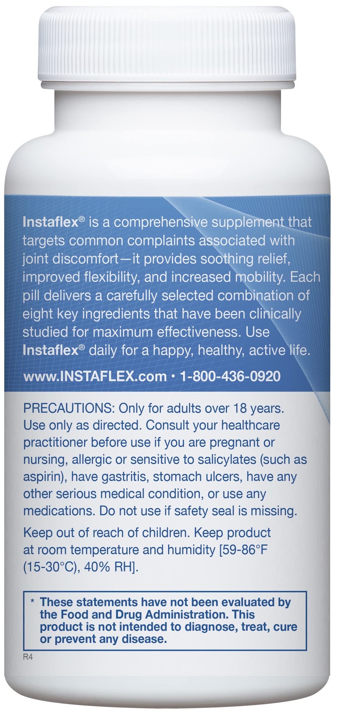 Instaflex bottle open pour demonstrates easy daily dosing for consistency.