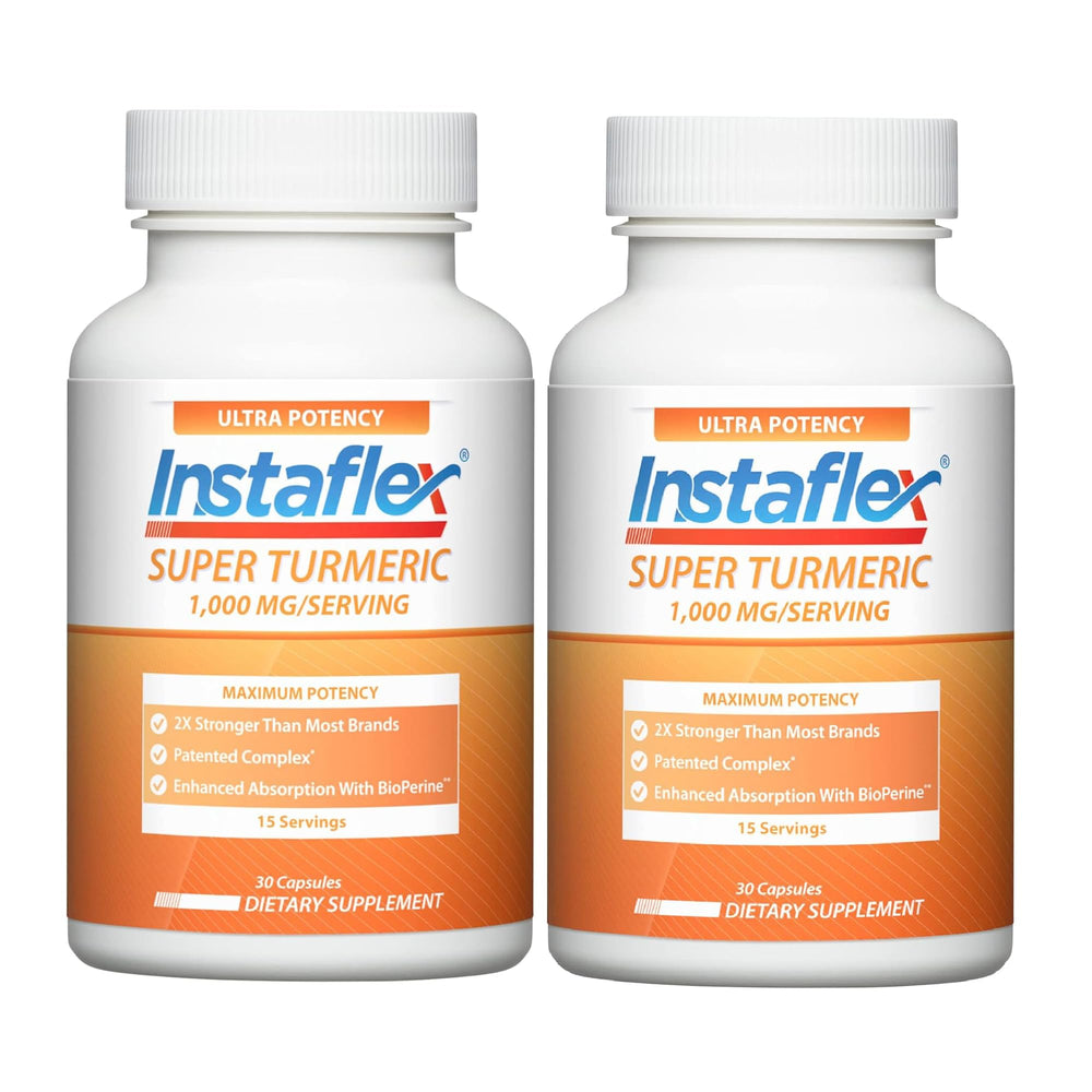 Instaflex Super Turmeric bottle with 1000mg curcumin and BioPerine for improved absorption.