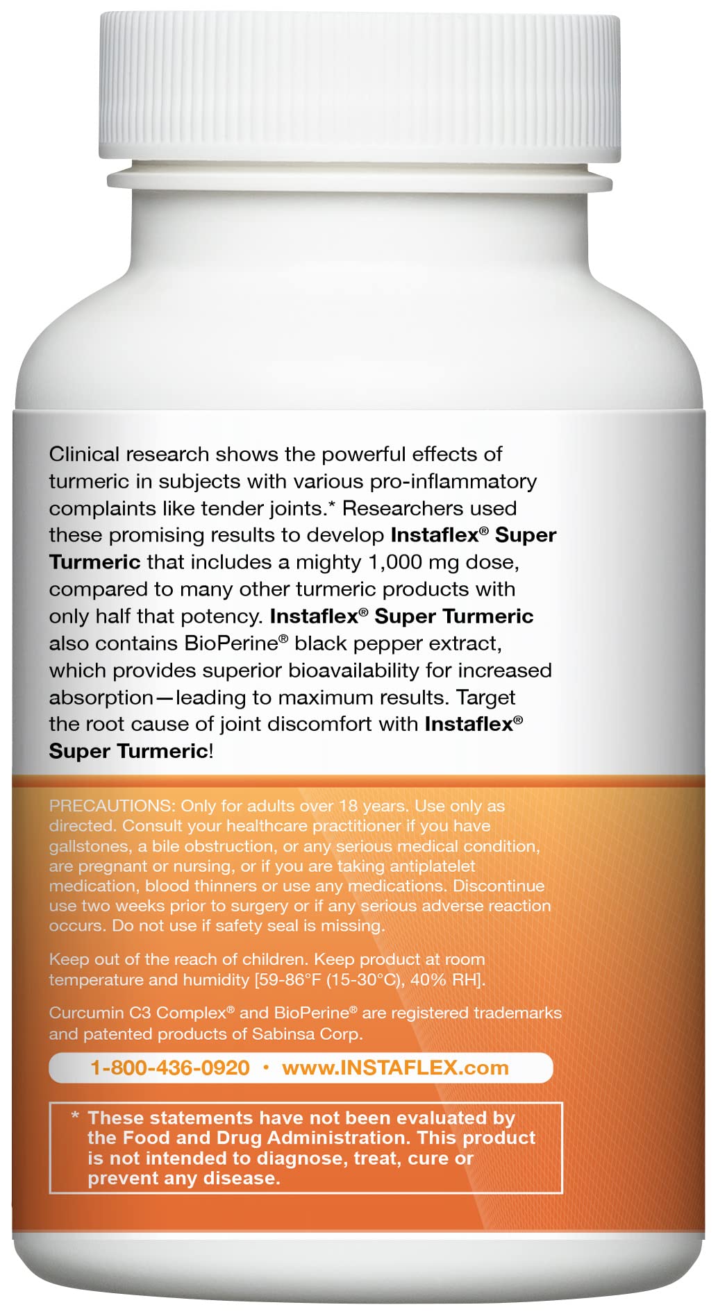 Instaflex Super Turmeric label detail communicates high potency for daily joint comfort.