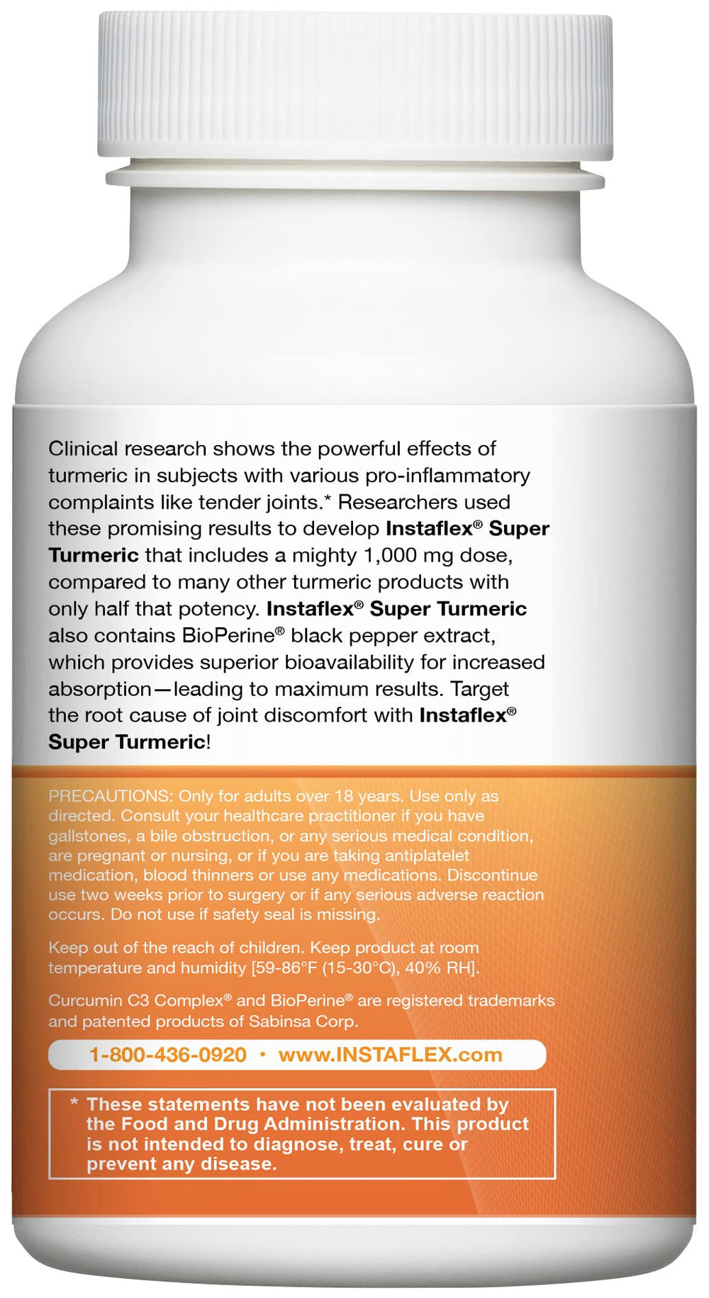 Instaflex Super Turmeric label detail communicates high potency for daily joint comfort.