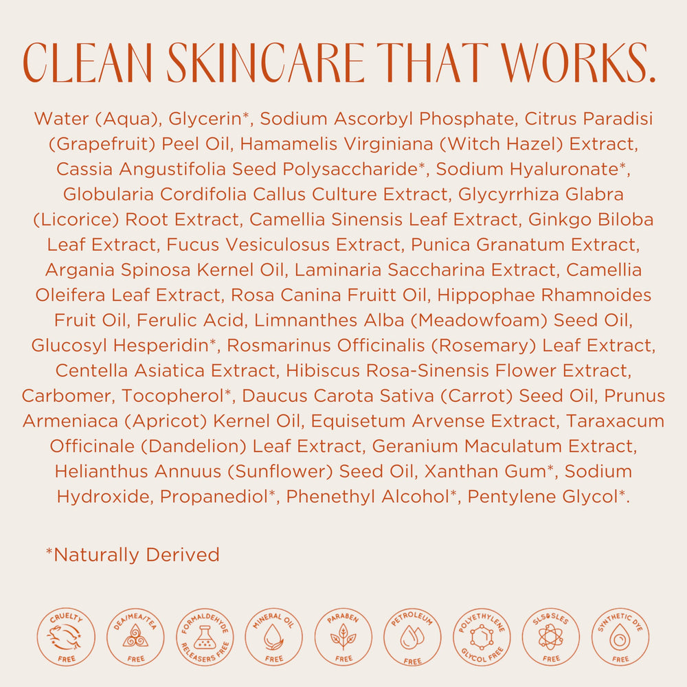 InstaNatural Vitamin C Serum packaging on vanity with visible branding