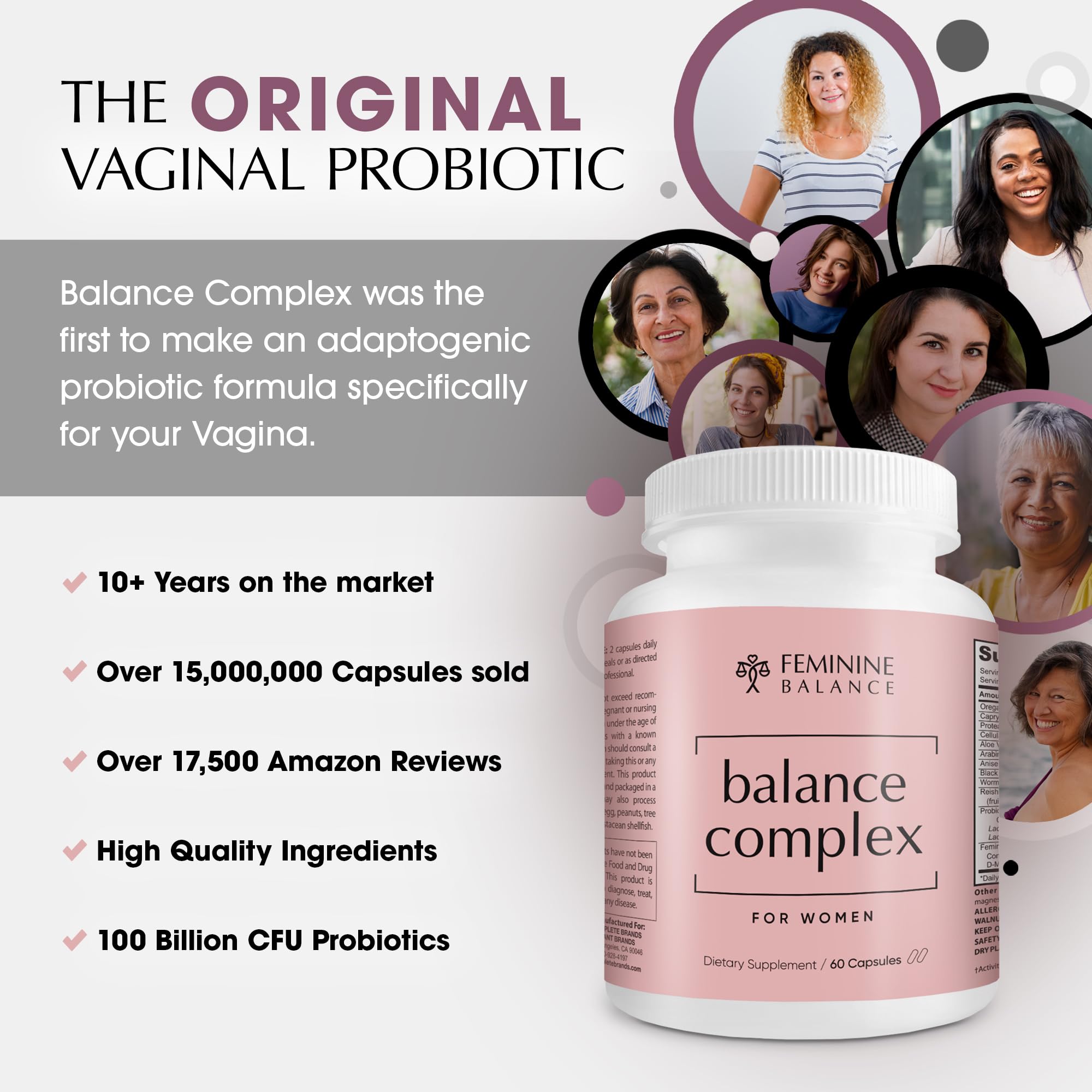Instant Brands Balance Complex capsules image showing contents for daily vaginal health and pH balance