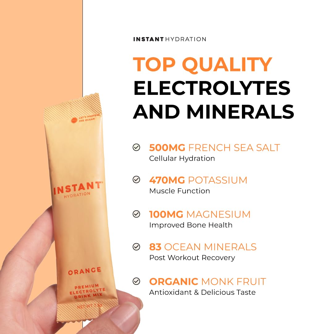 Glass with poured Instant Hydration Citrus Orange drink showcasing refreshment