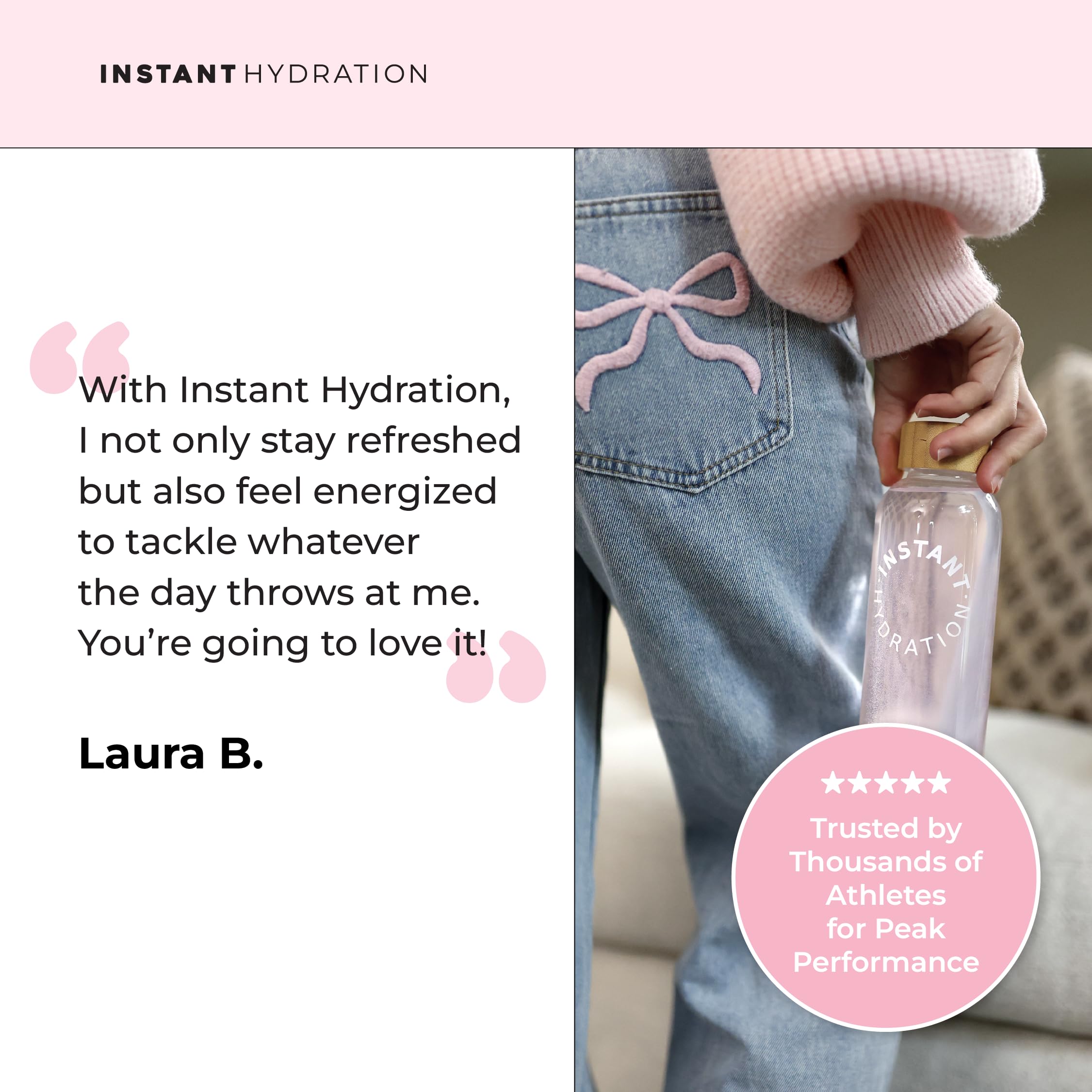 Instant Hydration ingredient panel illustrating 1445mg electrolytes per serving.