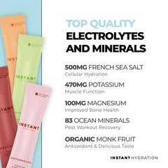 Instant Hydration lemon-lime pack adds zest to recovery with balanced electrolytes.
