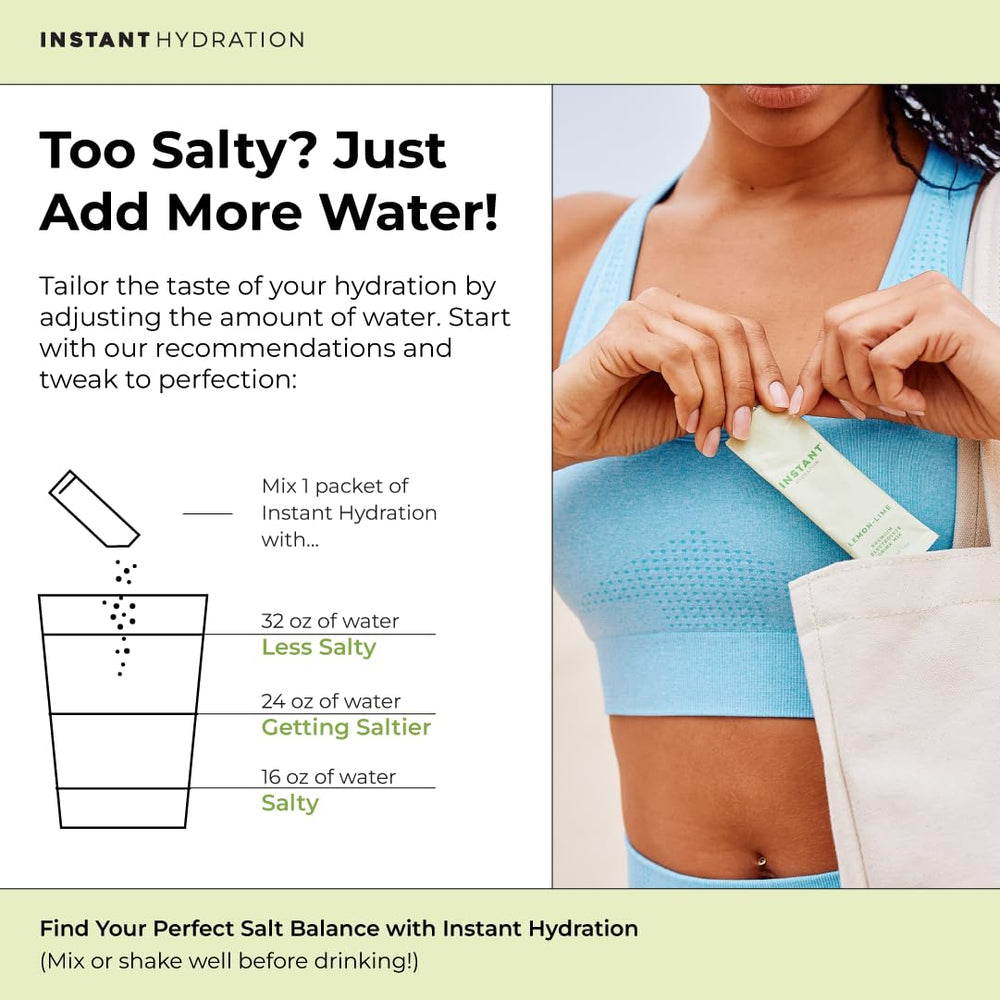 Instant Hydration Lemon-Lime packet beside workout gear, signaling daily hydration routine.