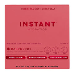 Instant Hydration raspberry electrolyte drink packets close-up for on-the-go hydration