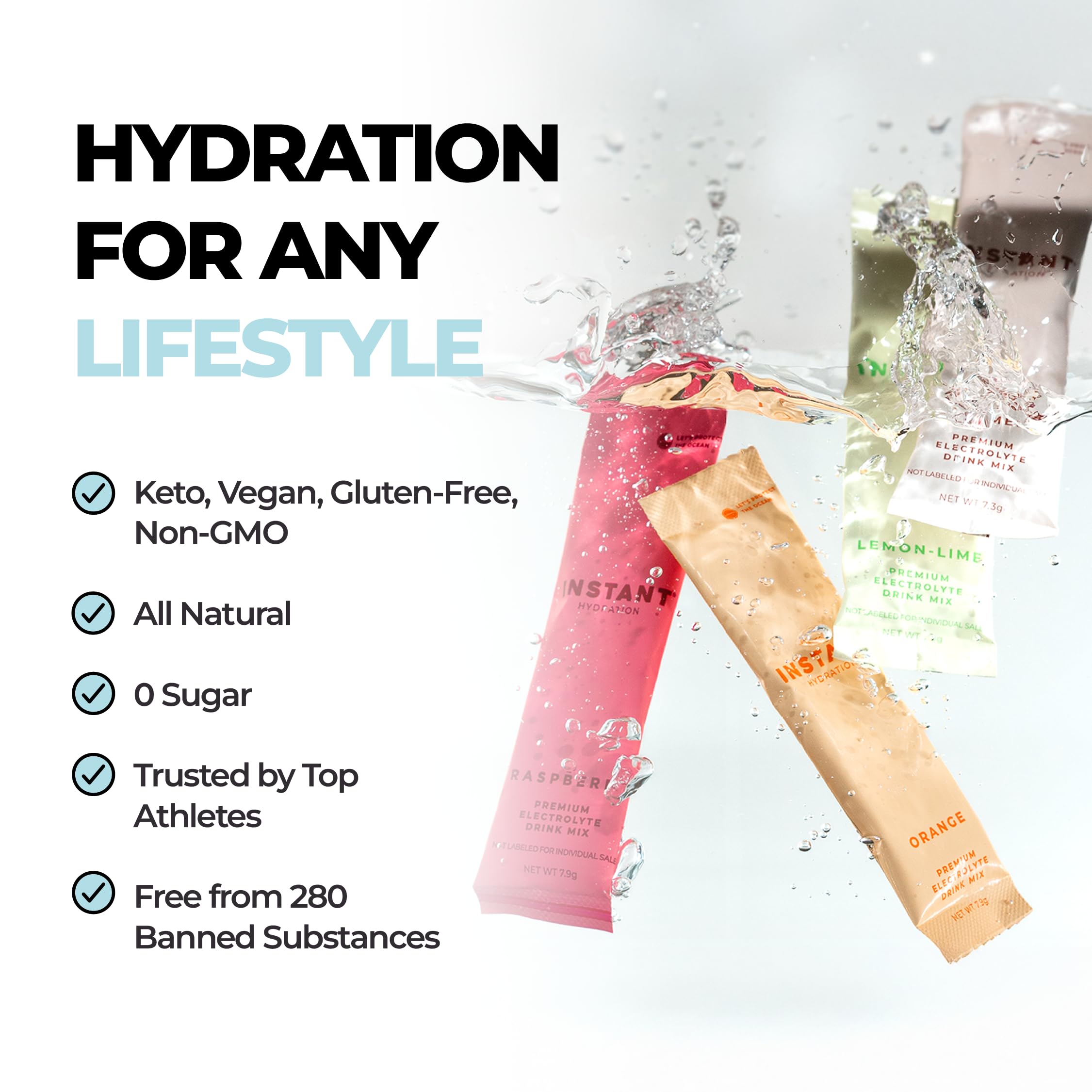 Instant Hydration raspberry pack offers tasty hydration for post-workout refreshment.