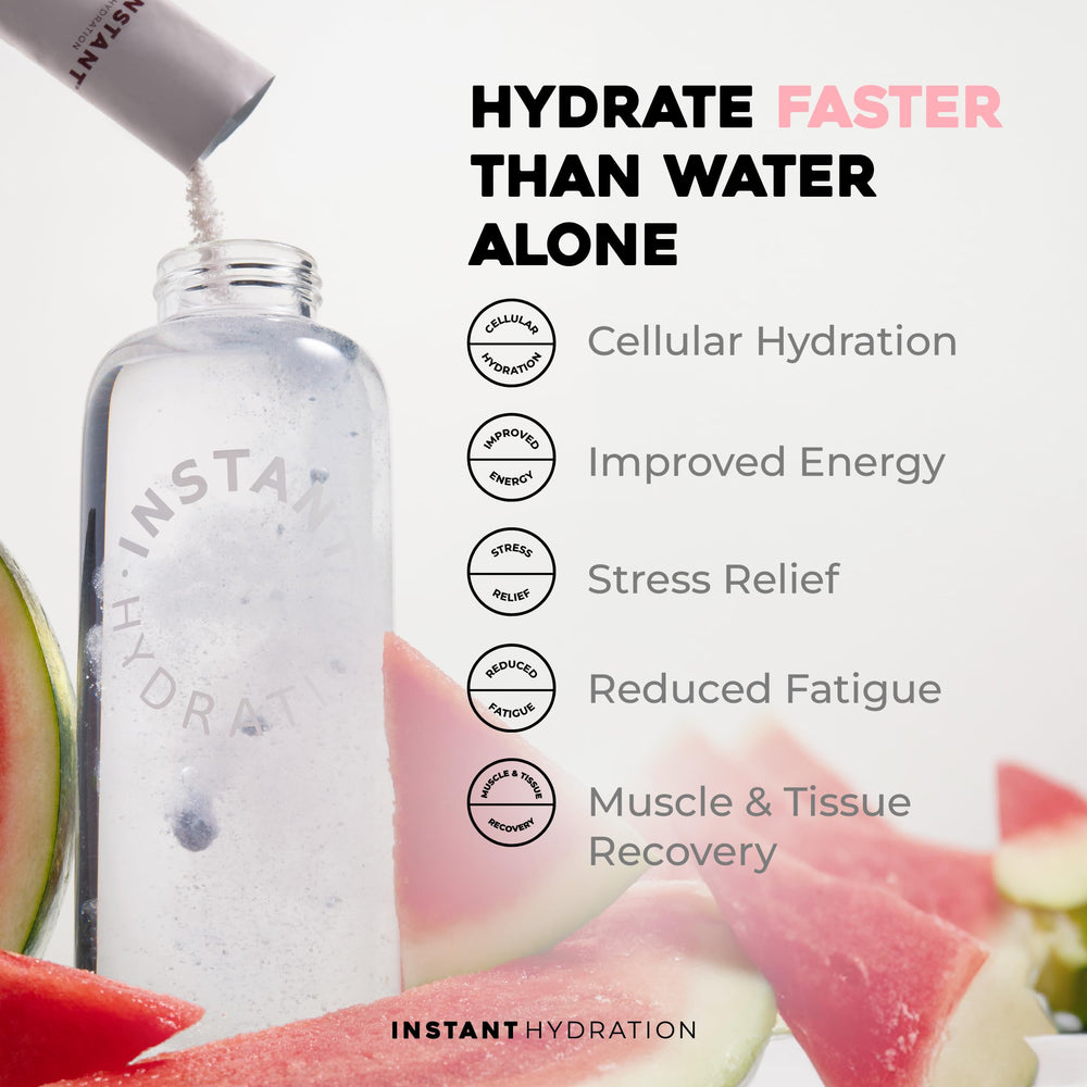 Close-up of Instant Hydration sticks for easy use.