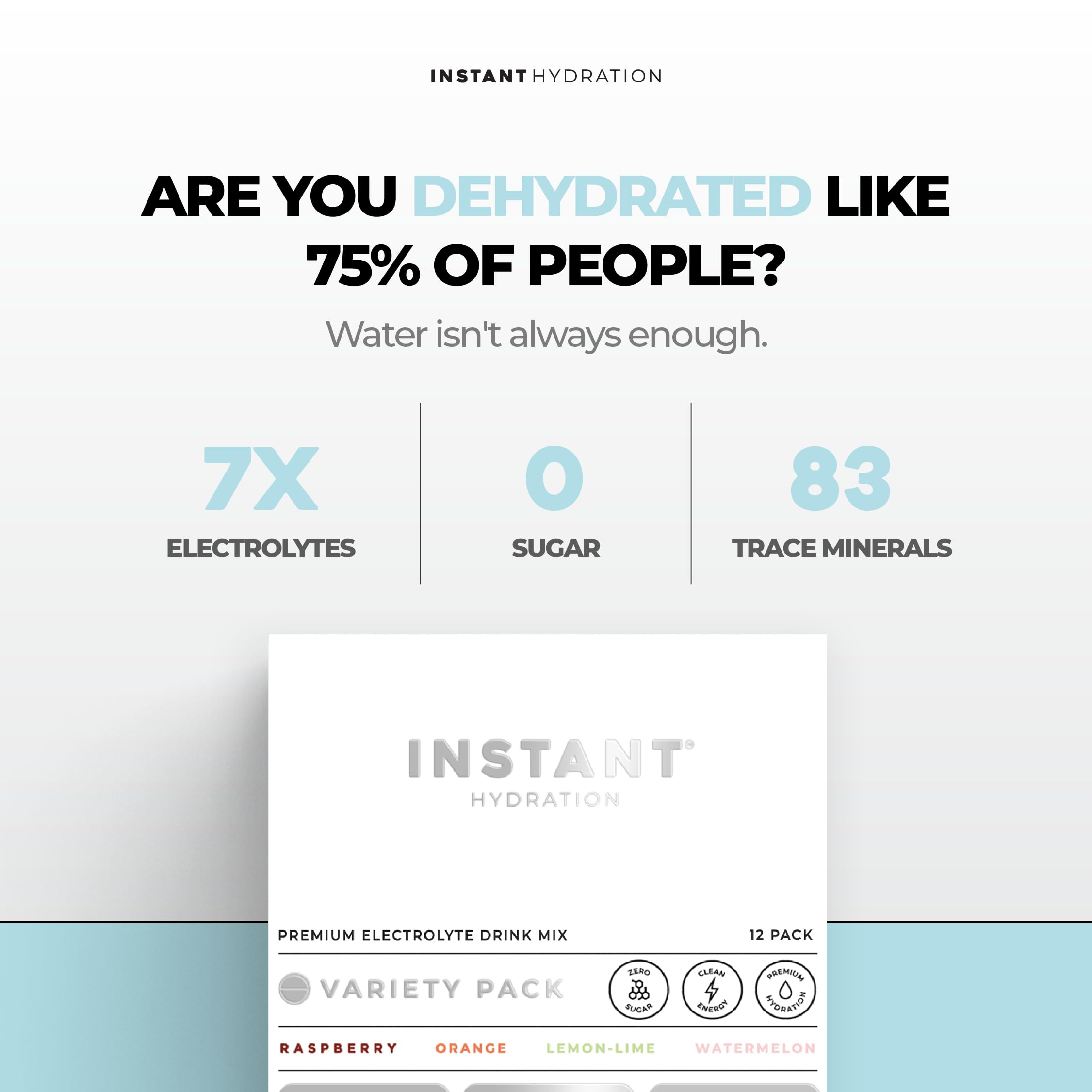 Instant Hydration Watermelon pack provides natural flavor for light, sugar-free hydration during workouts.