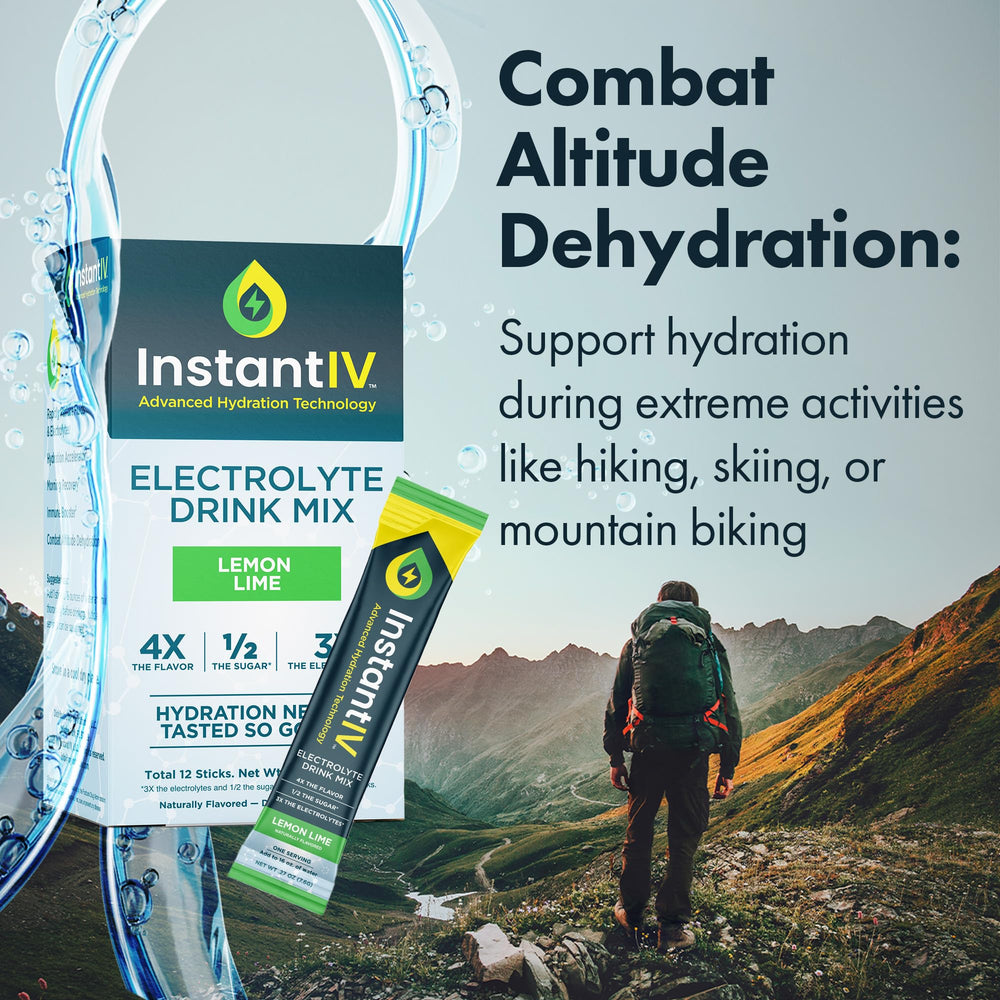 Instant IV altitude hydration powder helps maintain fluids at high elevations