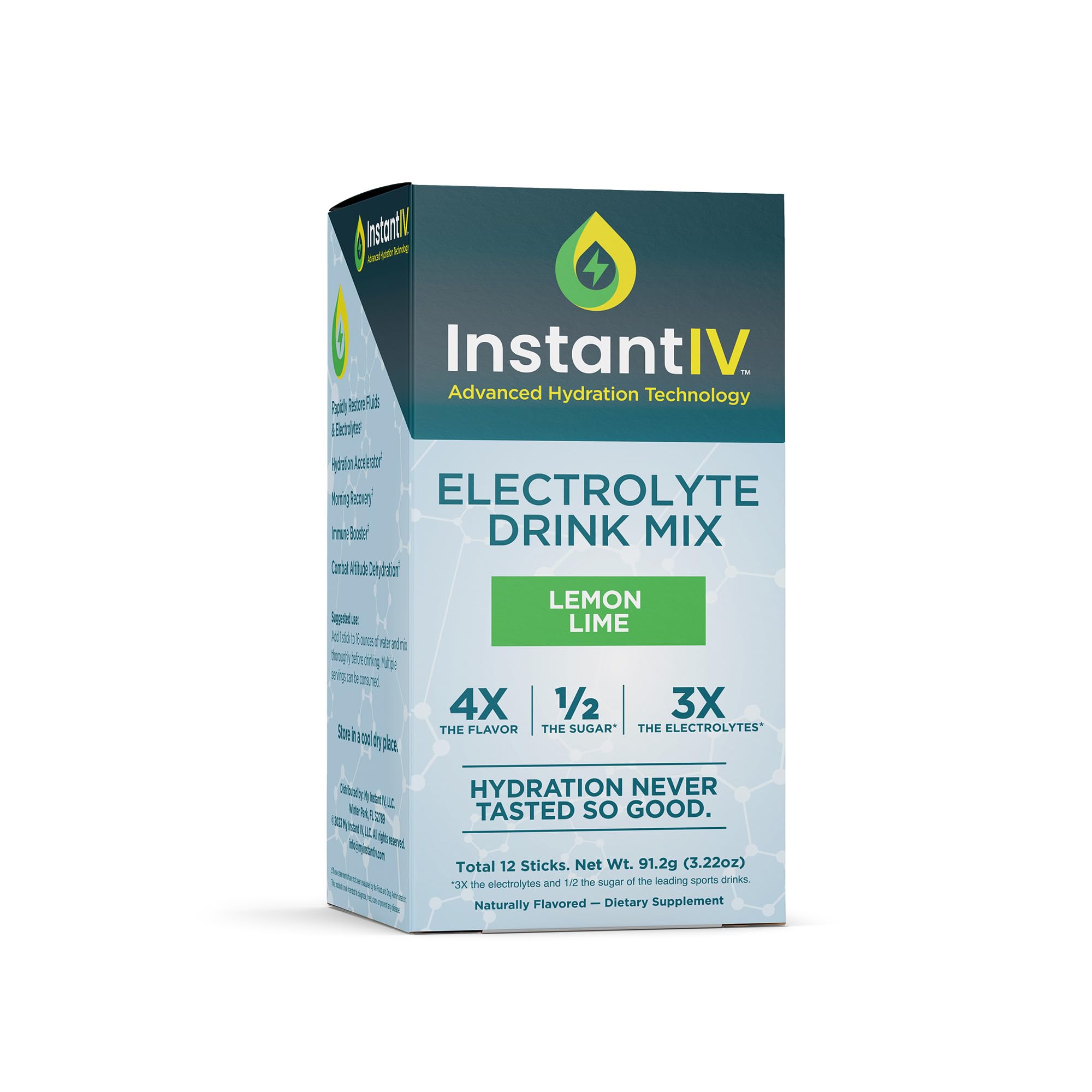 Instant IV electrolytes packets Lemon Lime for quick hydration on the go
