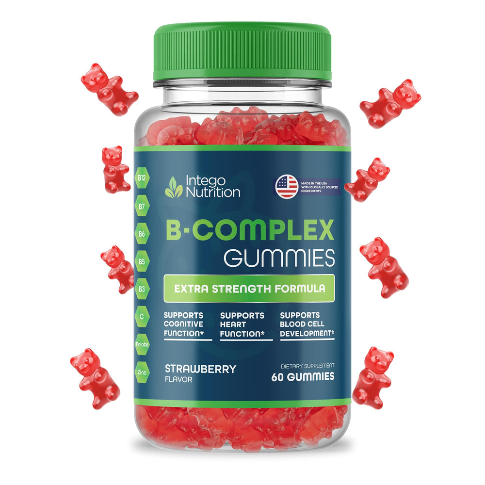 INTEGO NUTRITION Vitamin B Complex Gummies bottle front for easy daily energy support