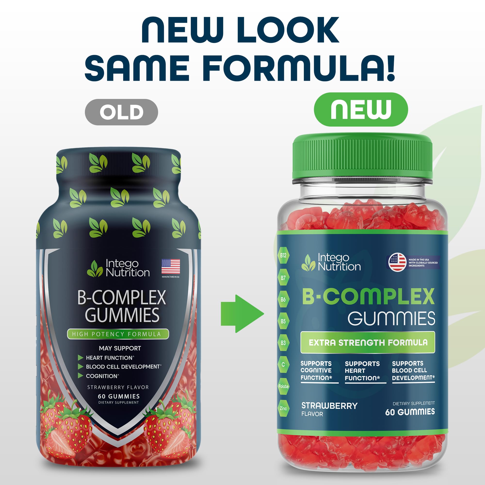 INTEGO NUTRITION Vitamin B Complex Gummies natural strawberry flavor, delicious and easy to take