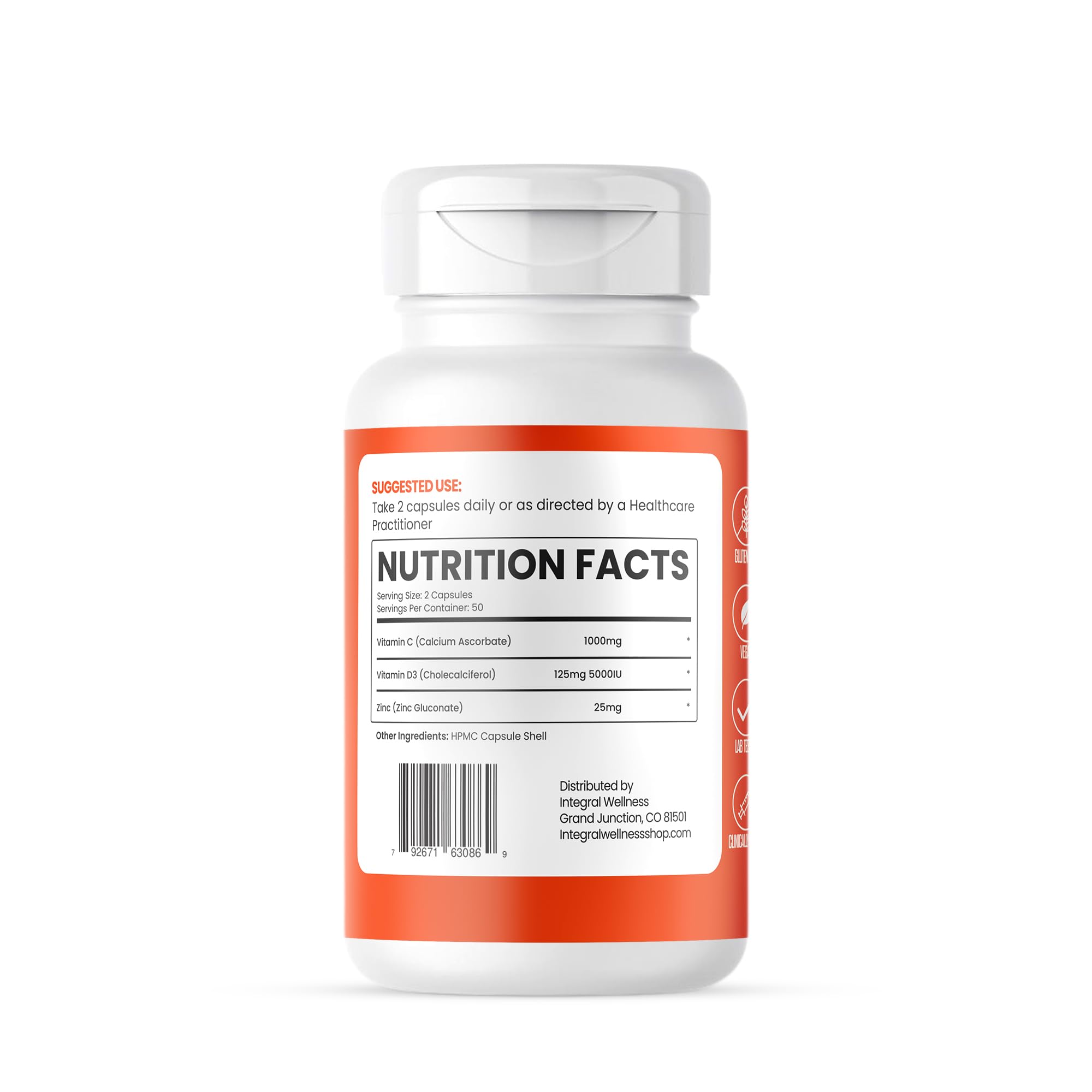 Demonstrates daily routine using two capsules for potential immunity support.