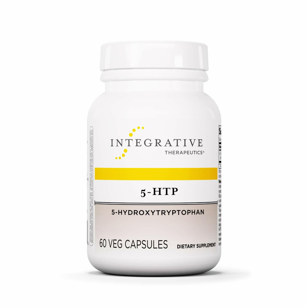 Integrative Therapeutics 5-HTP bottle label suggests nightly sleep support.