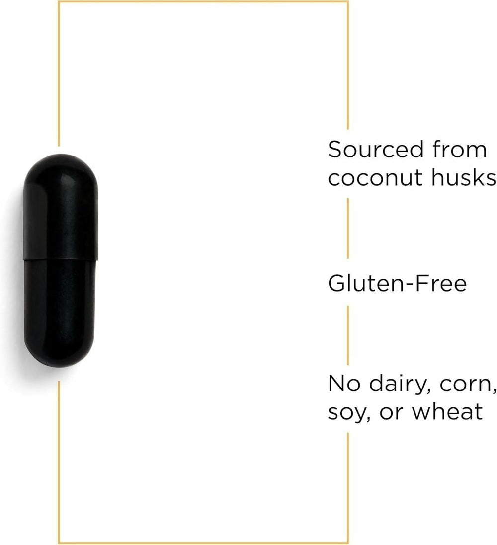 Capsules close-up of Integrative Therapeutics Activated Charcoal for convenient daily use.