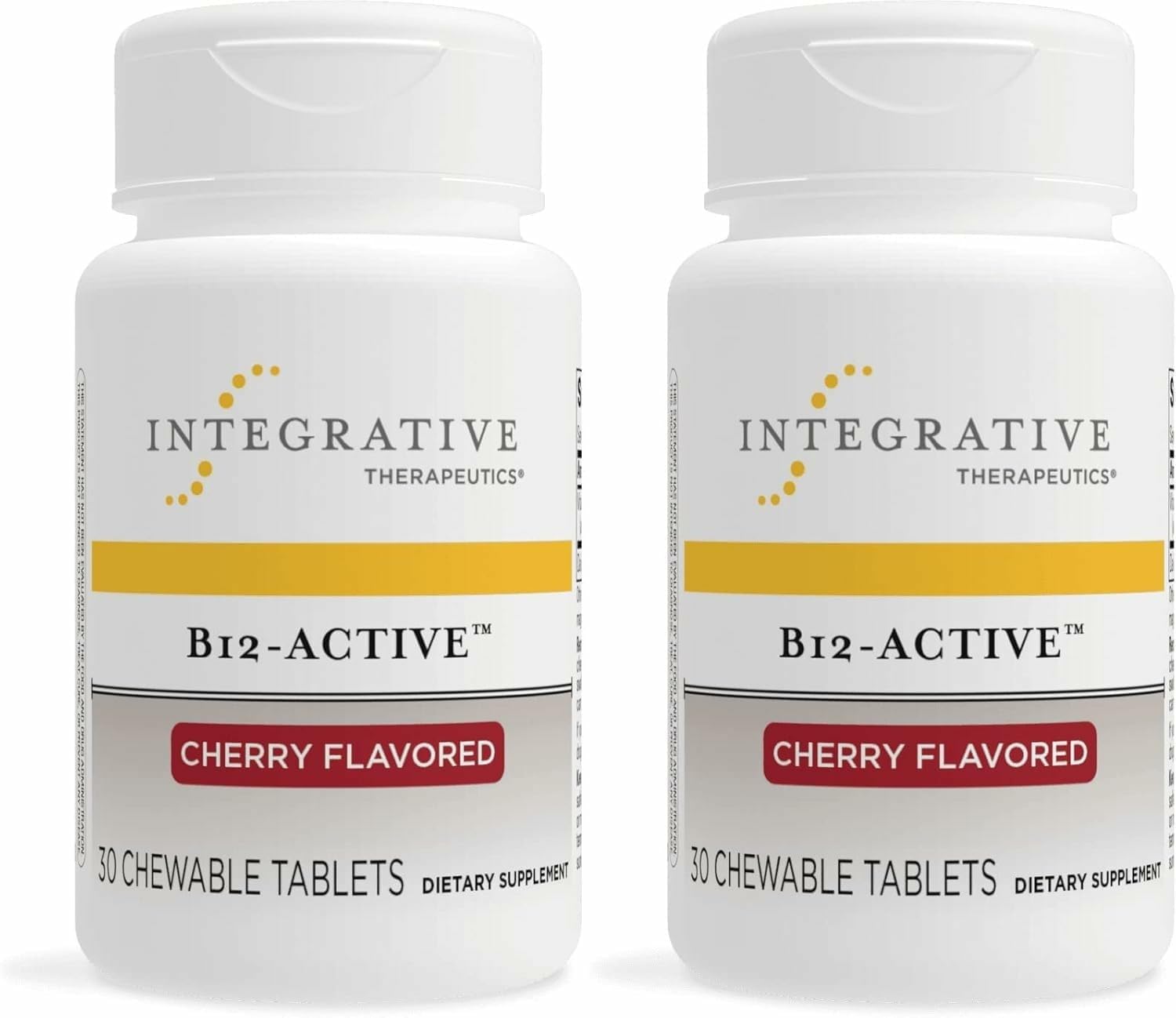 Integrative Therapeutics B-12 Active bottle with cherry chewables for daily use.