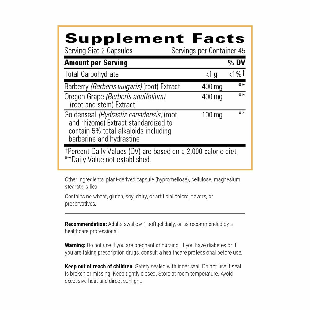 Closeup of Integrative Therapeutics Berberine Complex capsules, vegan-friendly formula.