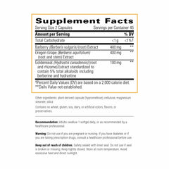 Closeup of Integrative Therapeutics Berberine Complex capsules, vegan-friendly formula.