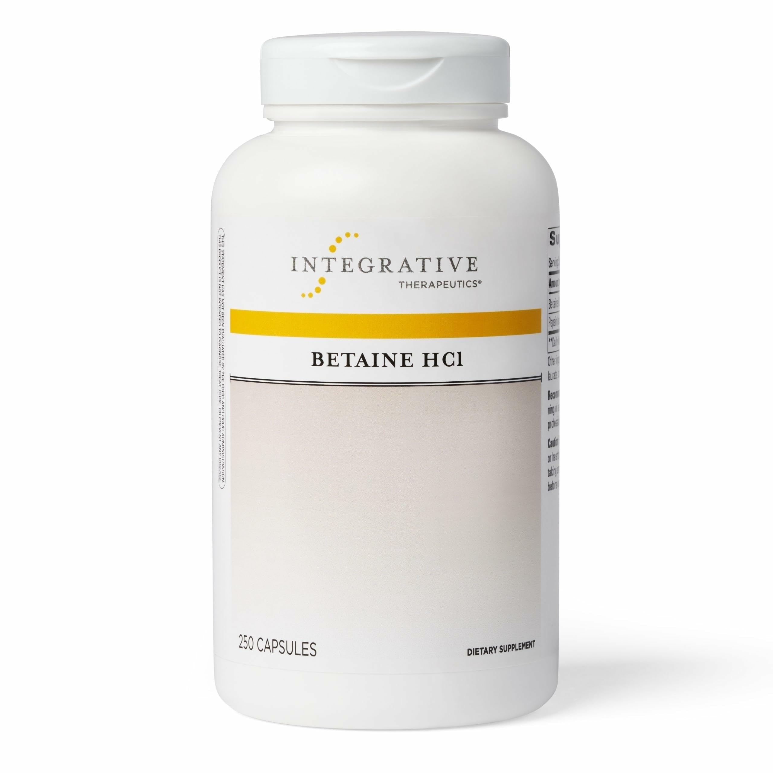 Integrative Therapeutics Betaine HCl bottle front supports digestive health