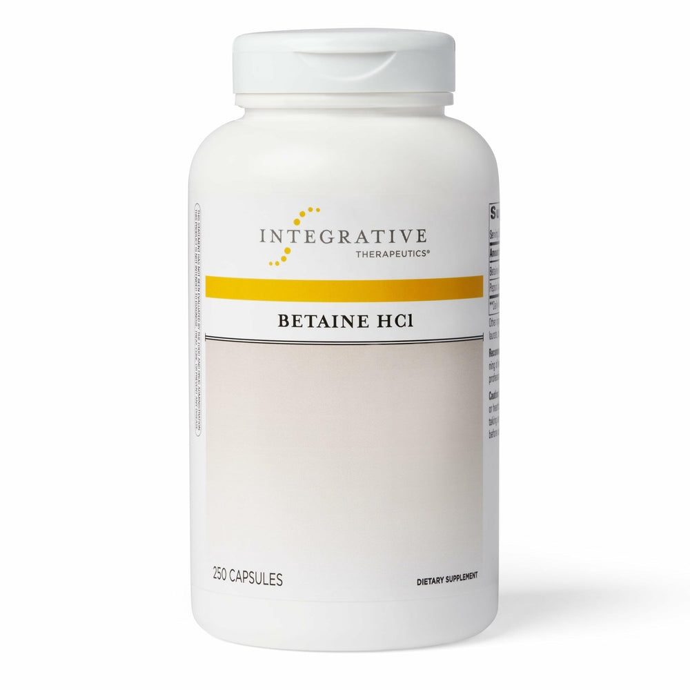 Integrative Therapeutics Betaine HCl bottle front supports digestive health