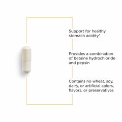 Betaine HCl and pepsin ingredients label highlights components aiding acidity