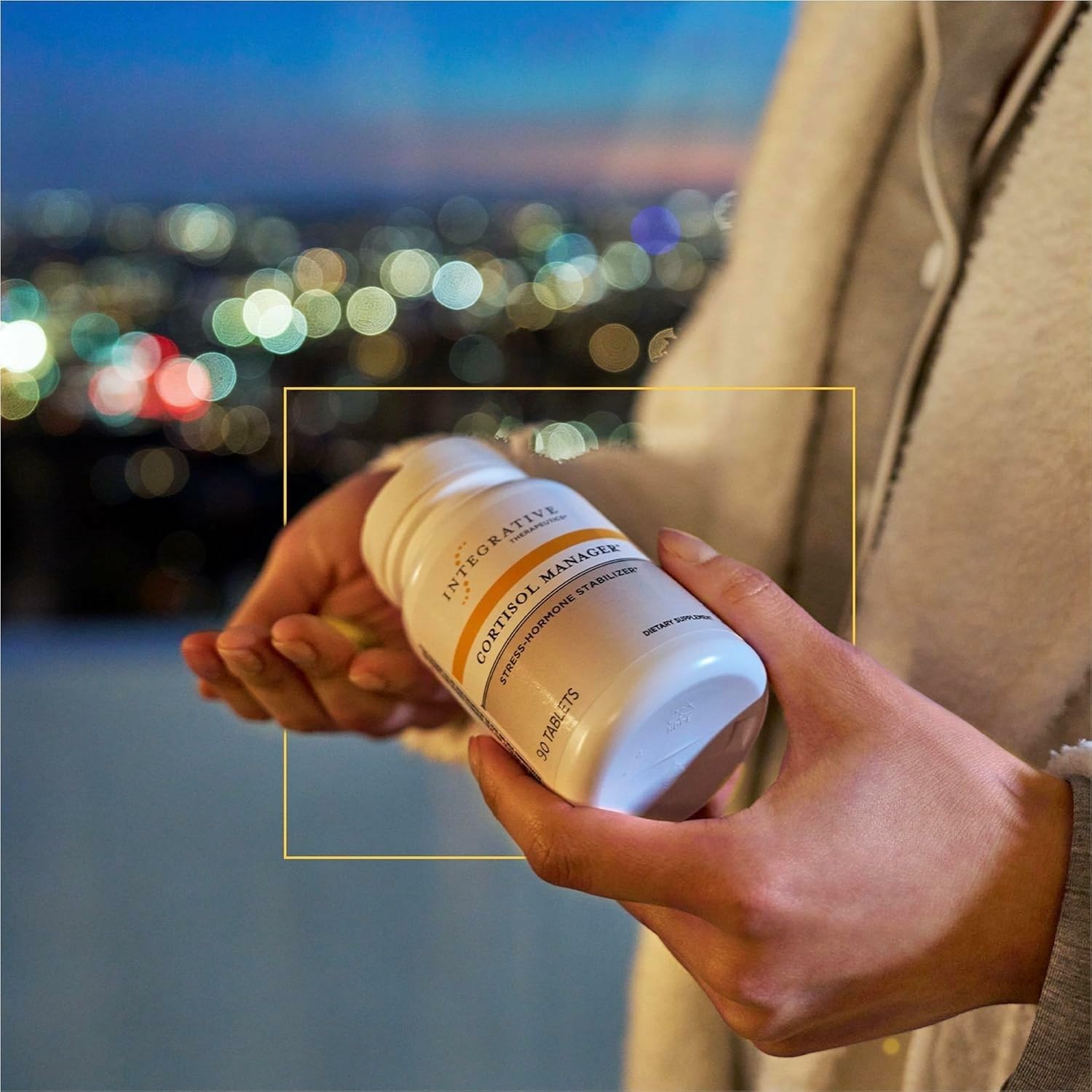 Integrative Therapeutics Cortisol Manager packaging highlights Ashwagandha benefits for calm.