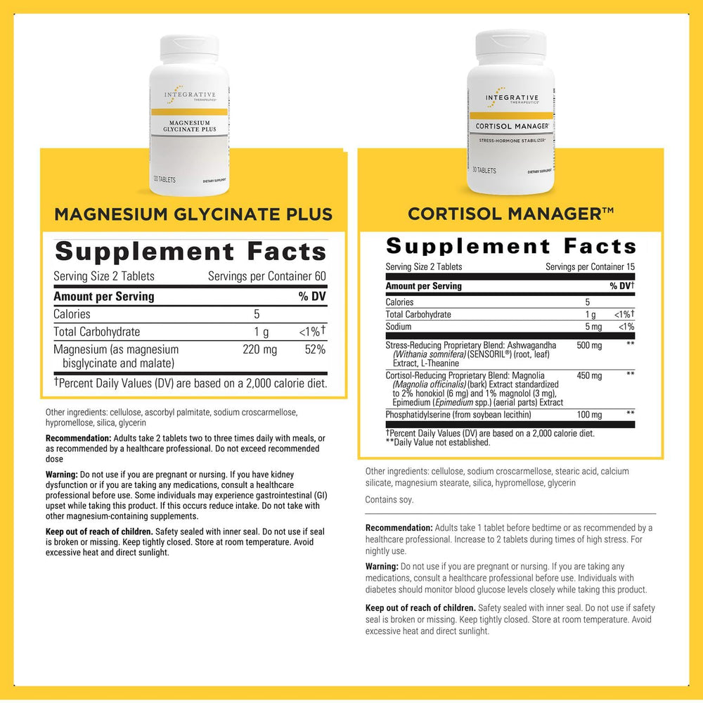 Integrative Therapeutics Cortisol Manager capsules shown for daily stress balance.