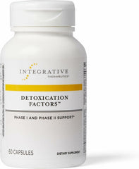 Integrative Therapeutics Detoxification Factors capsules on a clean surface, supporting liver detox pathways.