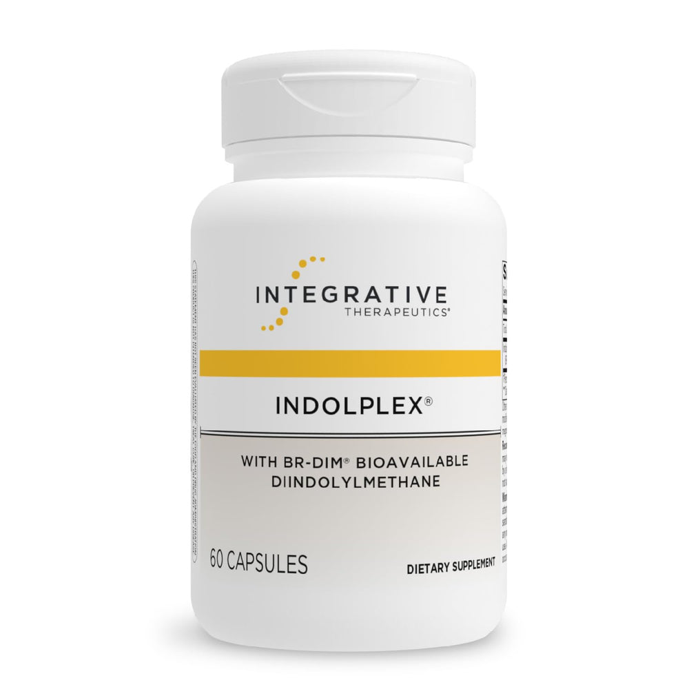 Integrative Therapeutics Indolplex bottle label highlights BR-DIM for hormone balance