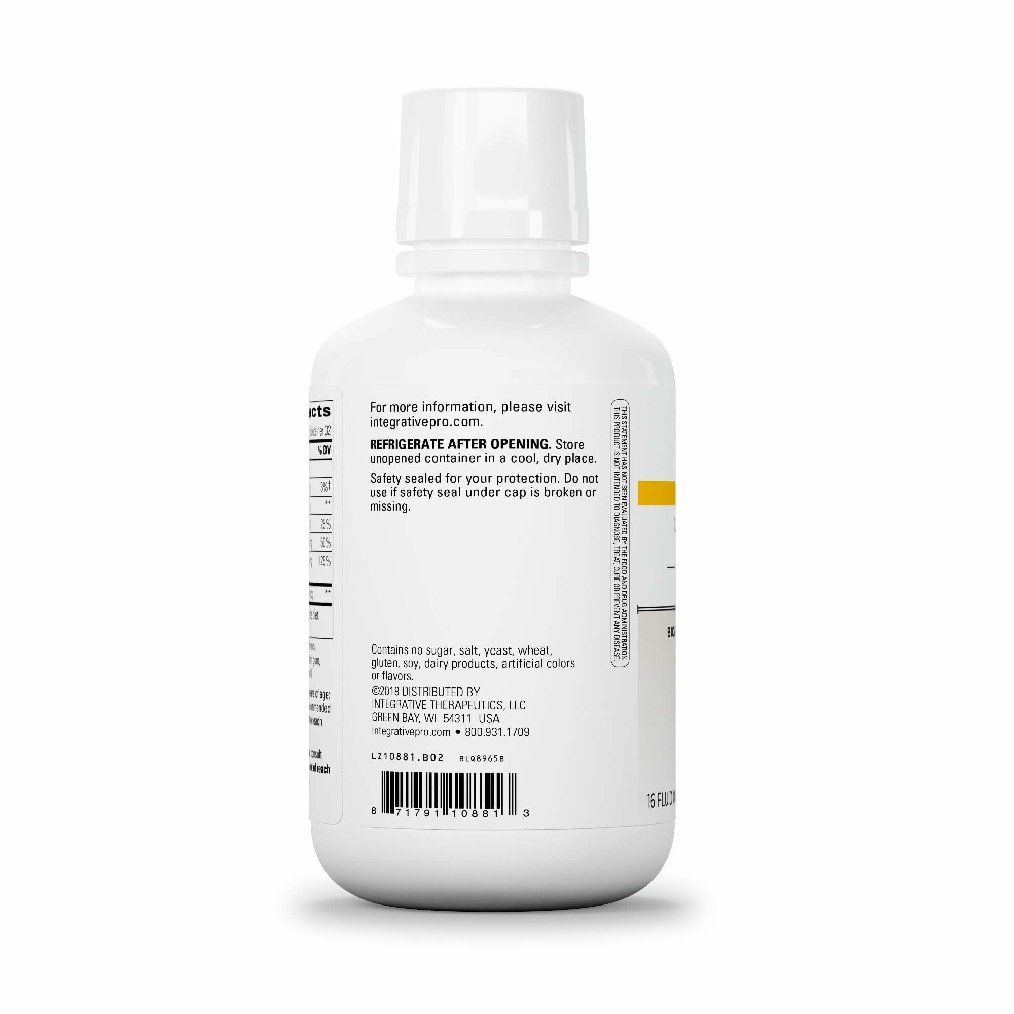 Integrative Therapeutics bottle closeup highlights berry flavor and clean ingredients.