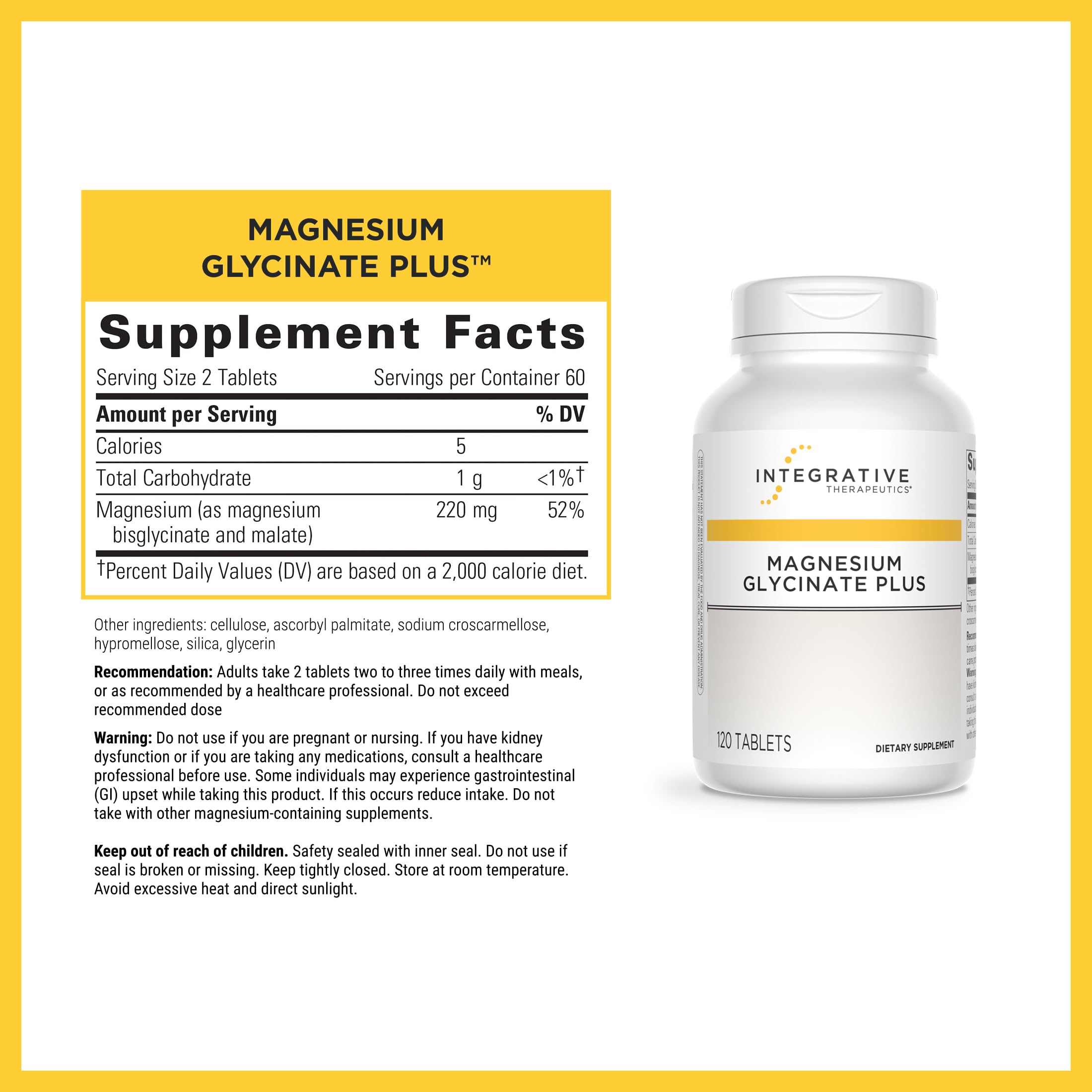 Integrative Therapeutics Magnesium Glycinate Plus tablets close-up for everyday muscular support.