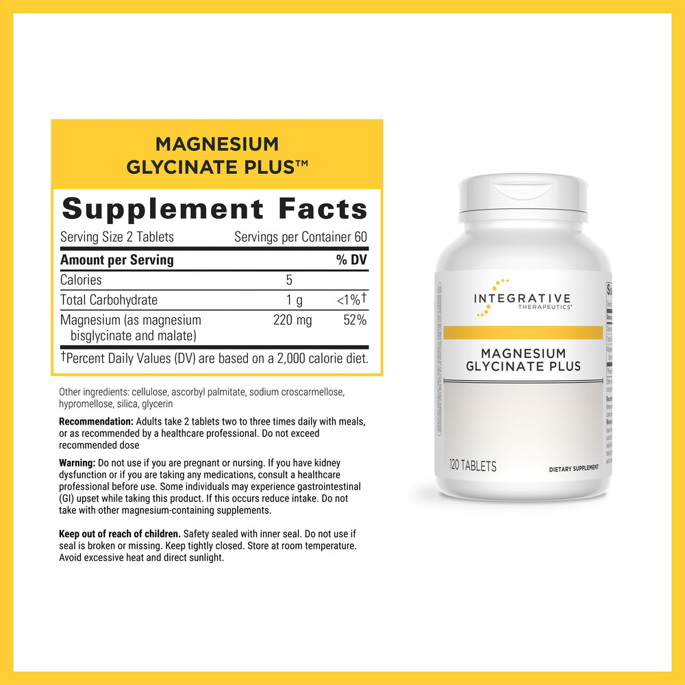 Integrative Therapeutics Magnesium Glycinate Plus tablets close-up for everyday muscular support.