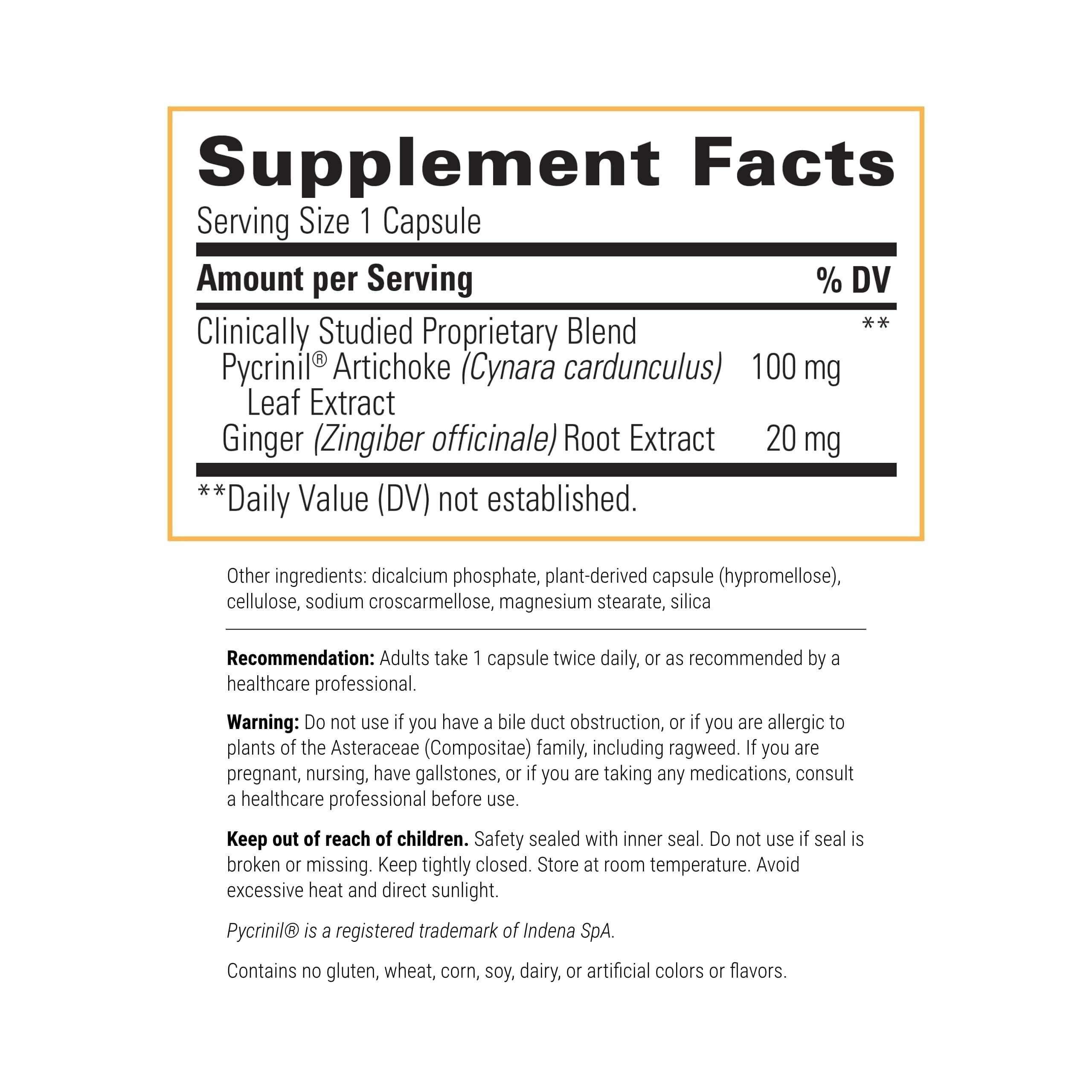 Integrative Therapeutics Motility Activator bottle back shows label details
