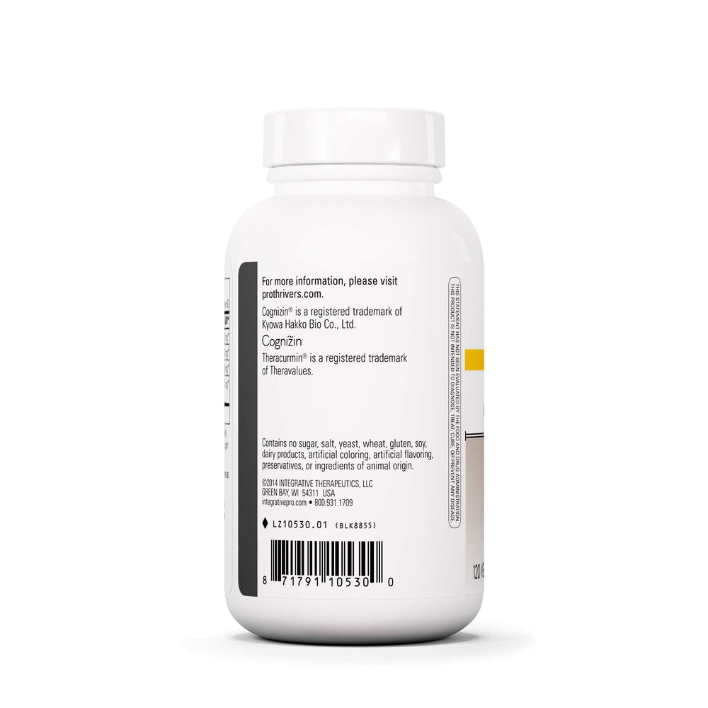 ProThrivers Brain label information view emphasizes Theracurmin and Cognizin ingredients.