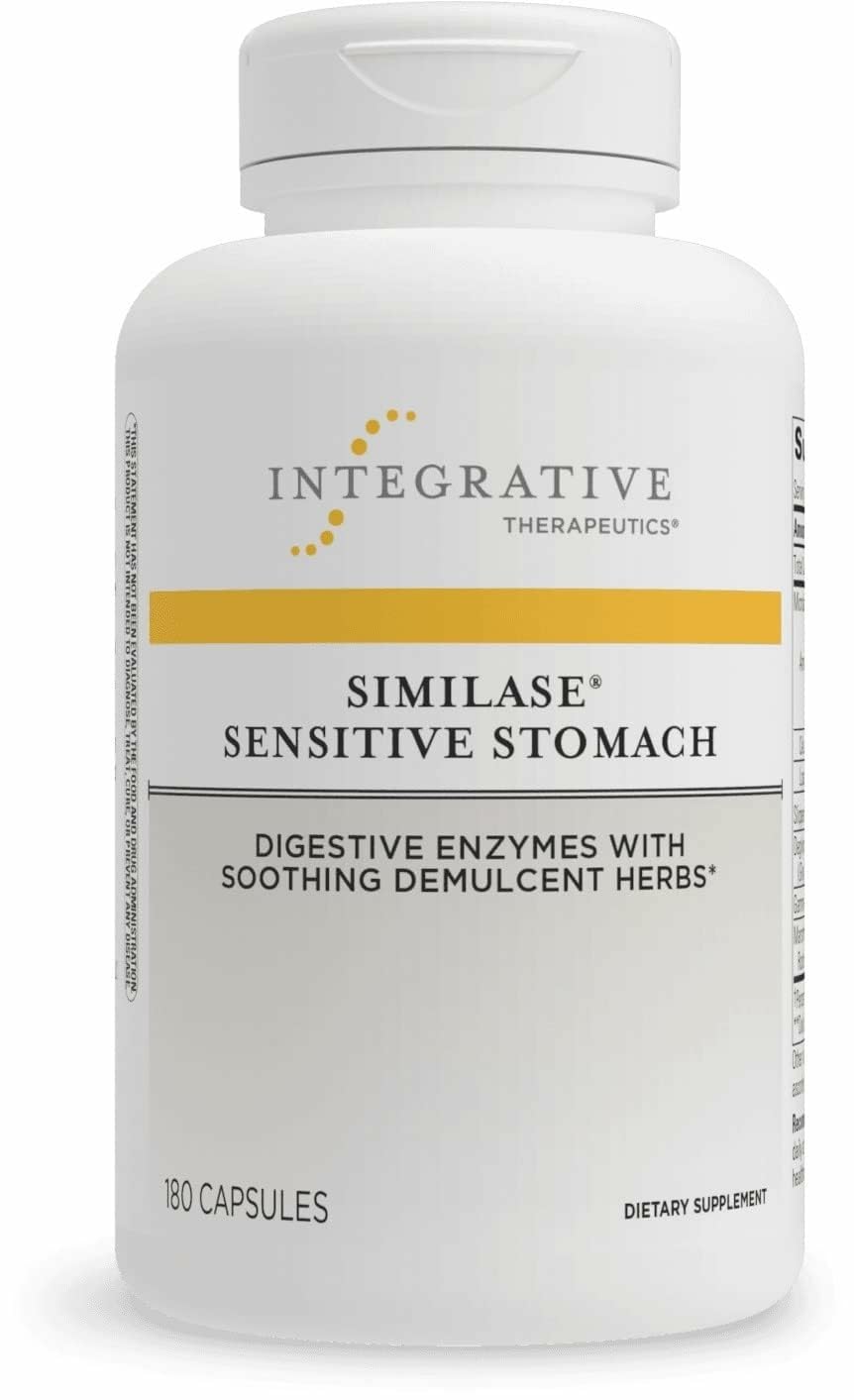 Integrative Therapeutics Similase Sensitive Stomach capsules in bottle provide dairy-free digestion support.