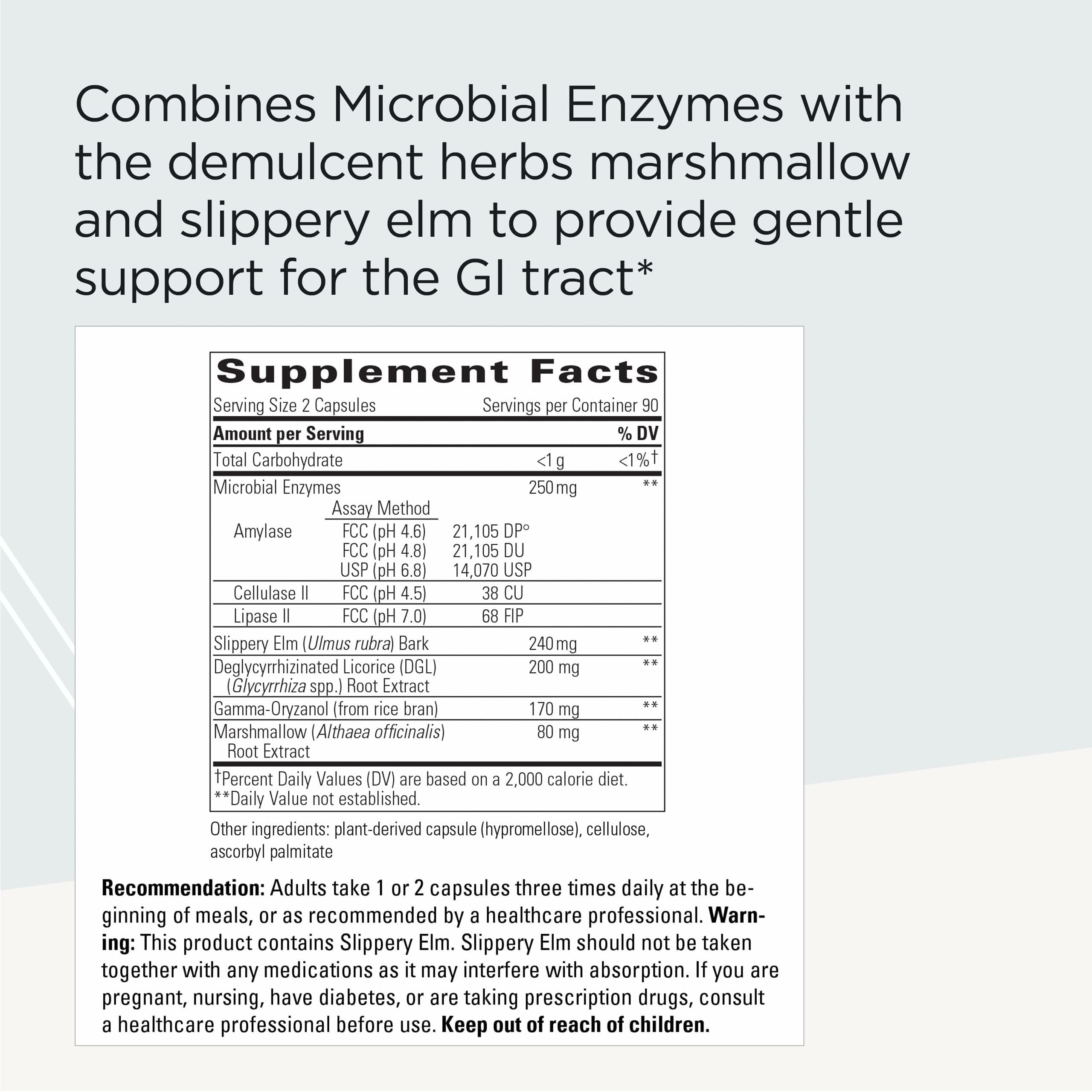 Integrative Therapeutics Similase Sensitive Stomach capsules closeup show gentle digestive aid.