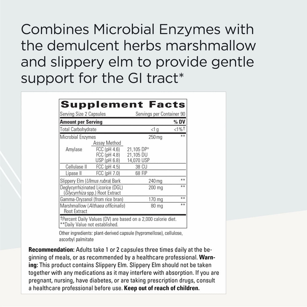 Integrative Therapeutics Similase Sensitive Stomach capsules closeup show gentle digestive aid.