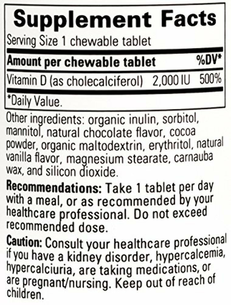 Integrative Therapeutics Vitamin D3 120 servings chocolate flavor bottle.