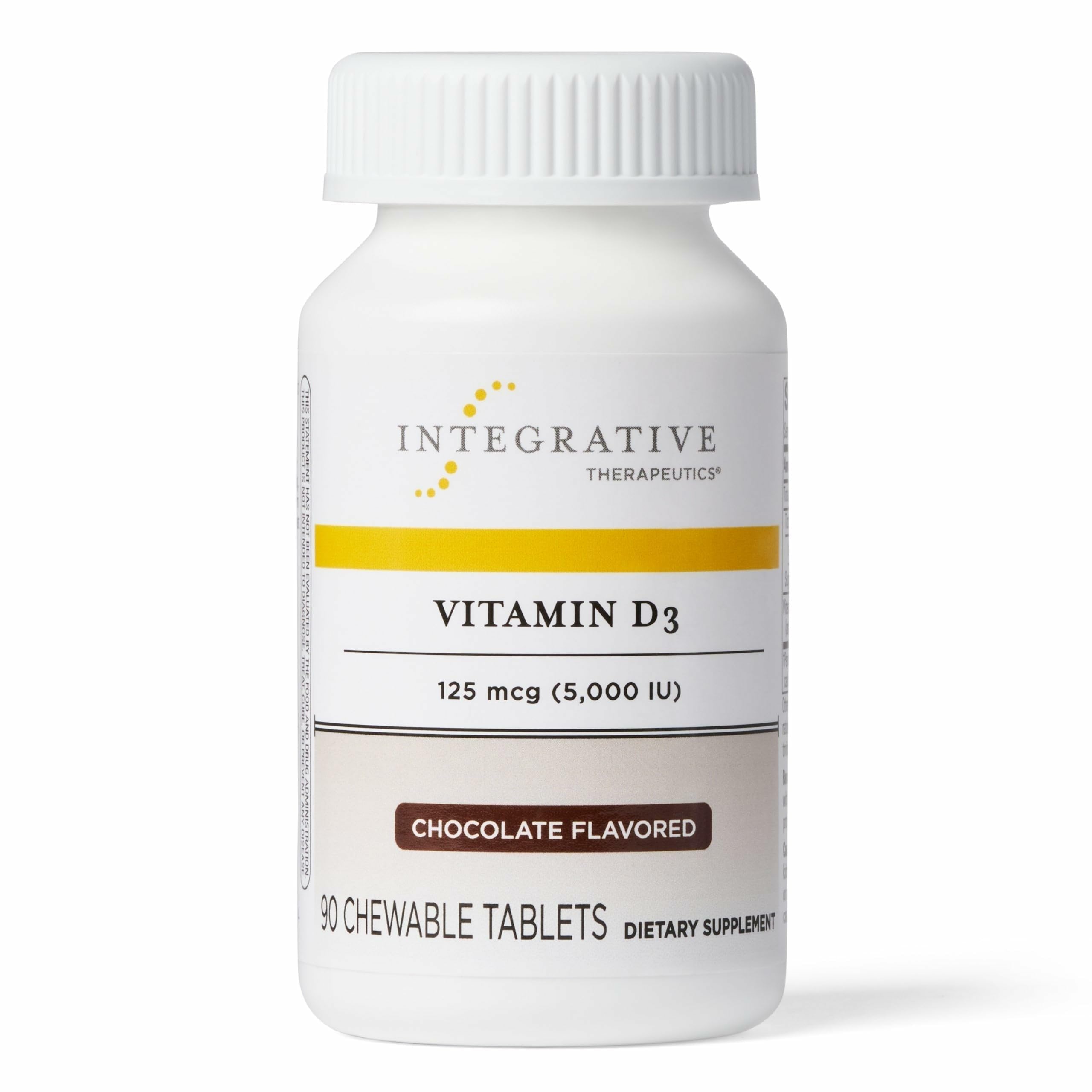 Integrative Therapeutics Vitamin D3 125 mcg bottle shown for daily immune and bone support.